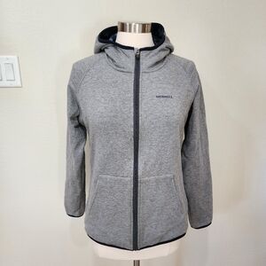 Merrell Fleece Lined Full Zip Hoodie Jacket Lightweight Gray Sweatshirt size L